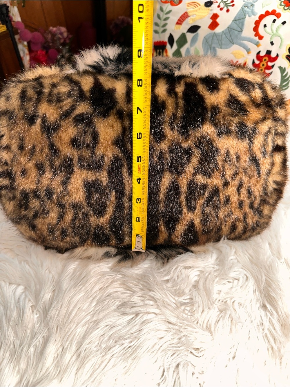 Kurt Geiger • Leopard Print Faux Fur and Leather Poppy Tote Caryall - Picture 7 of 16